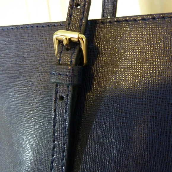 NEW FURLA Ink Blue Saffiano Leather Shopper Tote Bag Made in Italy - D-Light